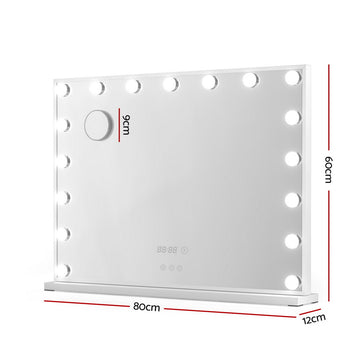 Embellir Makeup Mirror 80x60cm Hollywood Vanity with LED Light Tabletop White - 0
