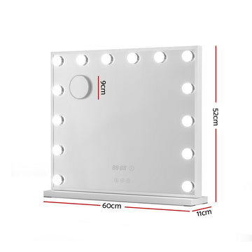 Embellir Makeup Mirror 60x52cm Hollywood Vanity with LED Light Tabletop White - 0