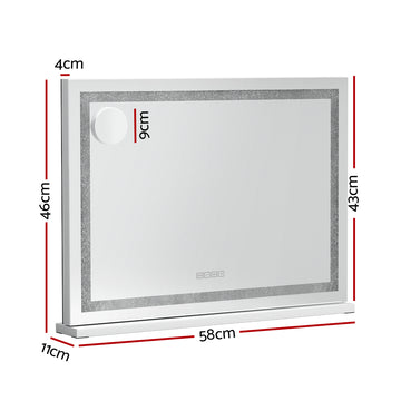 Embellir Bluetooth Makeup Mirror 58x46cm Hollywood Vanity with LED Light Crystal - 0