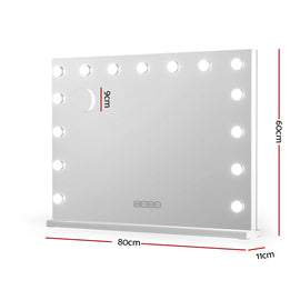 Embellir Bluetooth Makeup Mirror 80x58cm Hollywood Vanity with LED Light Wall - 0