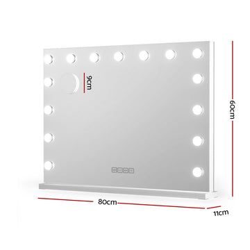 Embellir Bluetooth Makeup Mirror 80x58cm Hollywood Vanity with LED Light Wall - 0
