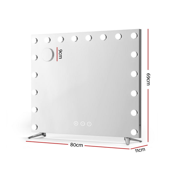 80x65cm Embellir Makeup Mirror Hollywood Vanity with LED Light Silver Legs