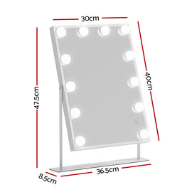 Embellir Bluetooth Makeup Mirror 30x40cm Hollywood Vanity with LED Light White - 0