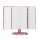 Embellir Tri-fold Makeup Mirror 1X2X3X Magnifying with LED Light Travel Portable Pink-8