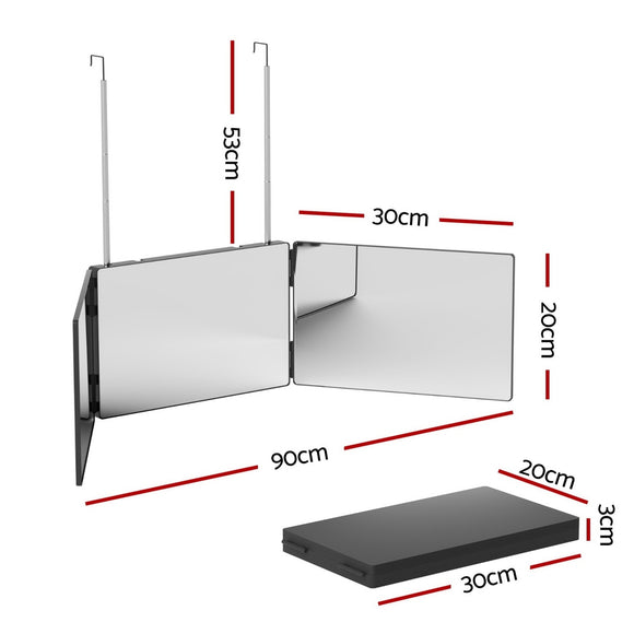 Embellir Trifold Mirror Makeup Portable with Height Adjustable 3 Way Telescoping Hook Hair Cutting Styling