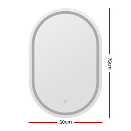 Embellir LED Wall Mirror With Light 50X75CM Bathroom Decor Oval Mirrors Vanity - 0