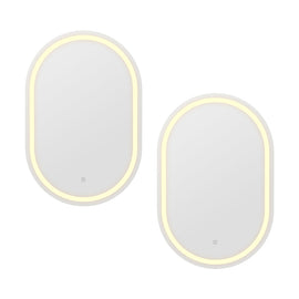 Embellir 2 LED Wall Mirror With Light 50X75CM Bathroom Decor Oval Mirrors Vanity