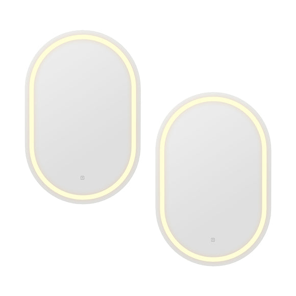 Embellir 2 LED Wall Mirror With Light 50X75CM Bathroom Decor Oval Mirrors Vanity