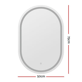 Embellir 2 LED Wall Mirror With Light 50X75CM Bathroom Decor Oval Mirrors Vanity - 0