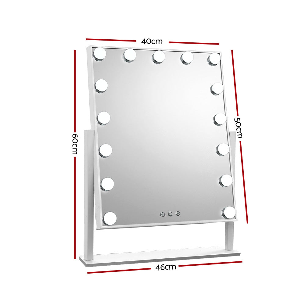 Embellir Makeup Mirror 40x50cm Hollywood Vanity with LED Light Rotation Tabletop - 0