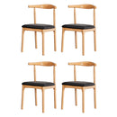 Artiss 4x Dining Chairs Rubber Wood Leather Seat Black-1