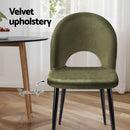 Artiss Dining Chairs Set of 2 Velvet Hollow Green-5