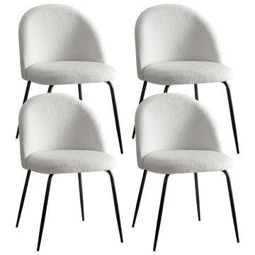Artiss Dining Chairs Set of 4 Sherpa Boucle White
