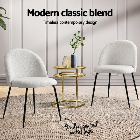 Artiss Dining Chairs Set of 4 Sherpa Boucle White