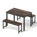 Artiss Dining Table and Chairs Set 3PCS Kitchen Metal Desk Bench Dark Walnut-1