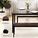 Artiss Dining Table and Chairs Set 3PCS Kitchen Metal Desk Bench Dark Walnut-6