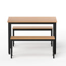 Artiss Dining Table and Chairs Set 3PCS Kitchen Metal Desk Bench Natural Oak-3