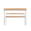 Artiss Dining Table and Chairs Set 3PCS Metal Desk Bench Sets Kitchen Furniture-3