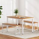Artiss Dining Table and Chairs Set 3PCS Metal Desk Bench Sets Kitchen Furniture-7