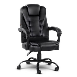 Artiss Massage Office Chair Executive Computer Gaming Chairs Black PU Leather - 0