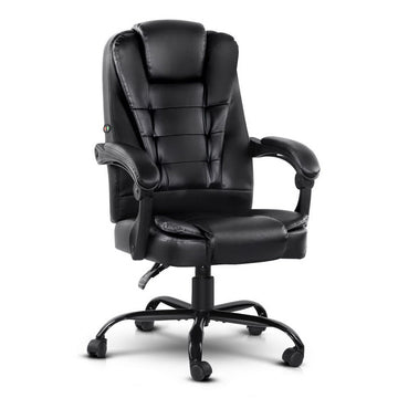 Artiss Massage Office Chair Executive Computer Gaming Chairs Black PU Leather - 0