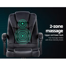 Artiss Massage Office Chair Executive Computer Gaming Chairs Black PU Leather-4