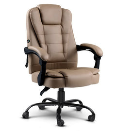 Artiss Massage Office Chair Executive Computer Gaming Chairs Brown PU Leather Espresso