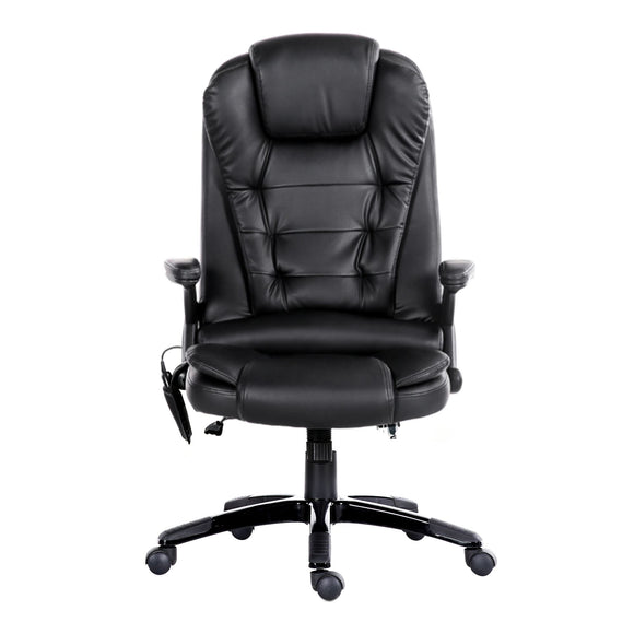 Artiss 8 Point Massage Office Chair Heated Seat Recliner PU Black