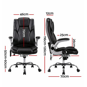 Artiss 8 Point Massage Office Chair PU Leather Black - 0