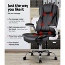 Artiss 8 Point Massage Office Chair PU Leather Black-5