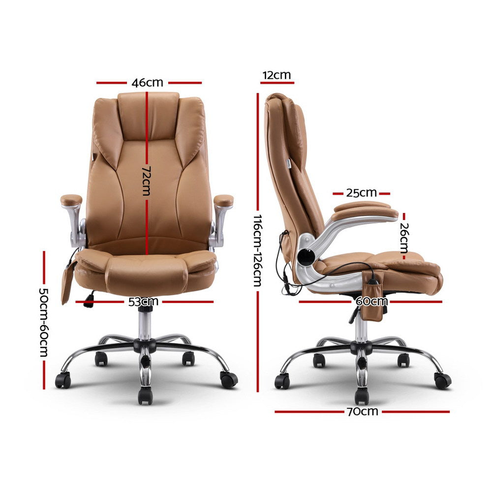 Artiss 8 Point Massage Office Chair PU Leather Espresso