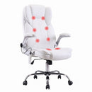 Artiss 8 Point Massage Office Chair PU Leather White-1