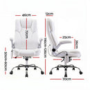 Artiss 8 Point Massage Office Chair PU Leather White-2