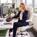 Artiss 8 Point Massage Office Chair PU Leather White-9