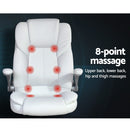 Artiss 8 Point Massage Office Chair PU Leather White-4