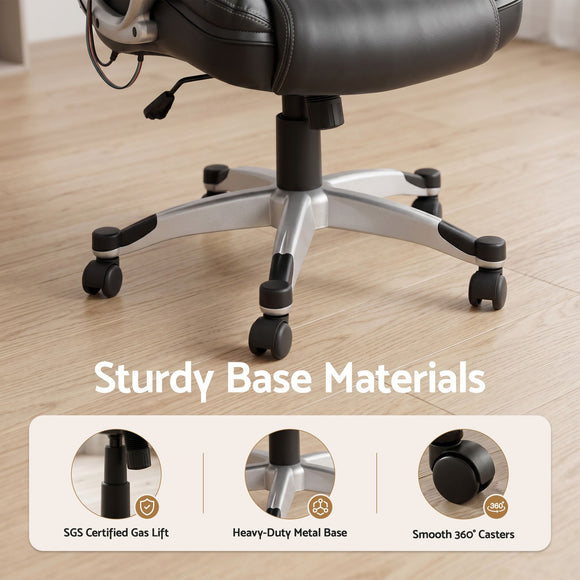 Artiss 8 Point Massage Office Chair Heated Seat PU Black