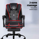 Artiss 2 Point Massage Office Chair PU Leather Footrest Black-4