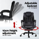 Artiss 2 Point Massage Office Chair PU Leather Footrest Black-5