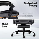 Artiss 2 Point Massage Office Chair PU Leather Footrest Black-6
