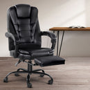 Artiss 2 Point Massage Office Chair PU Leather Footrest Black-7
