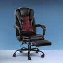 Artiss 2 Point Massage Office Chair PU Leather Footrest Black-8