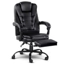 Artiss 2 Point Massage Office Chair PU Leather Footrest Black-1