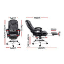 Artiss 8 Point Massage Office Chair PU Leather Footrest Black-2