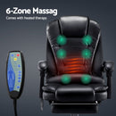 Artiss 8 Point Massage Office Chair PU Leather Footrest Black-4
