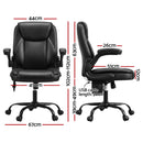 Artiss 2 Point Massage Office Chair Leather Mid Back Black-2