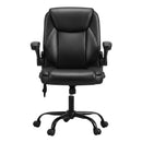 Artiss 2 Point Massage Office Chair Leather Mid Back Black-3