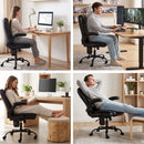 Artiss 2 Point Massage Office Chair Leather Mid Back Black-4