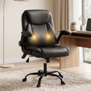 Artiss 2 Point Massage Office Chair Leather Mid Back Black-9