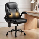 Artiss 2 Point Massage Office Chair Leather Mid Back Black-10