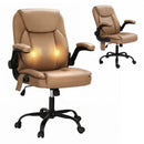 Artiss 2 Point Massage Office Chair Leather Mid Back Espresso-1